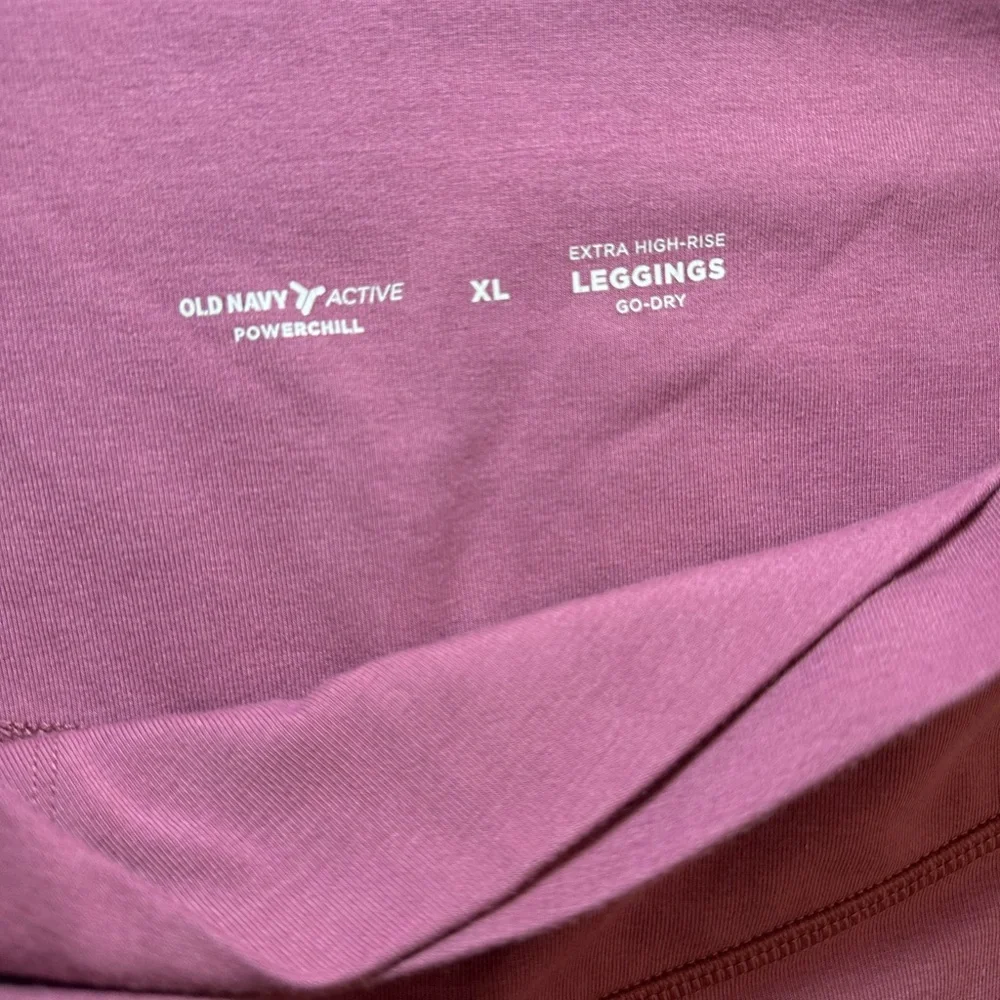 Old Navy PowerChill Leggings Pink Rose Extra High-Rise Go-Dry XL - Picture 3 of 6